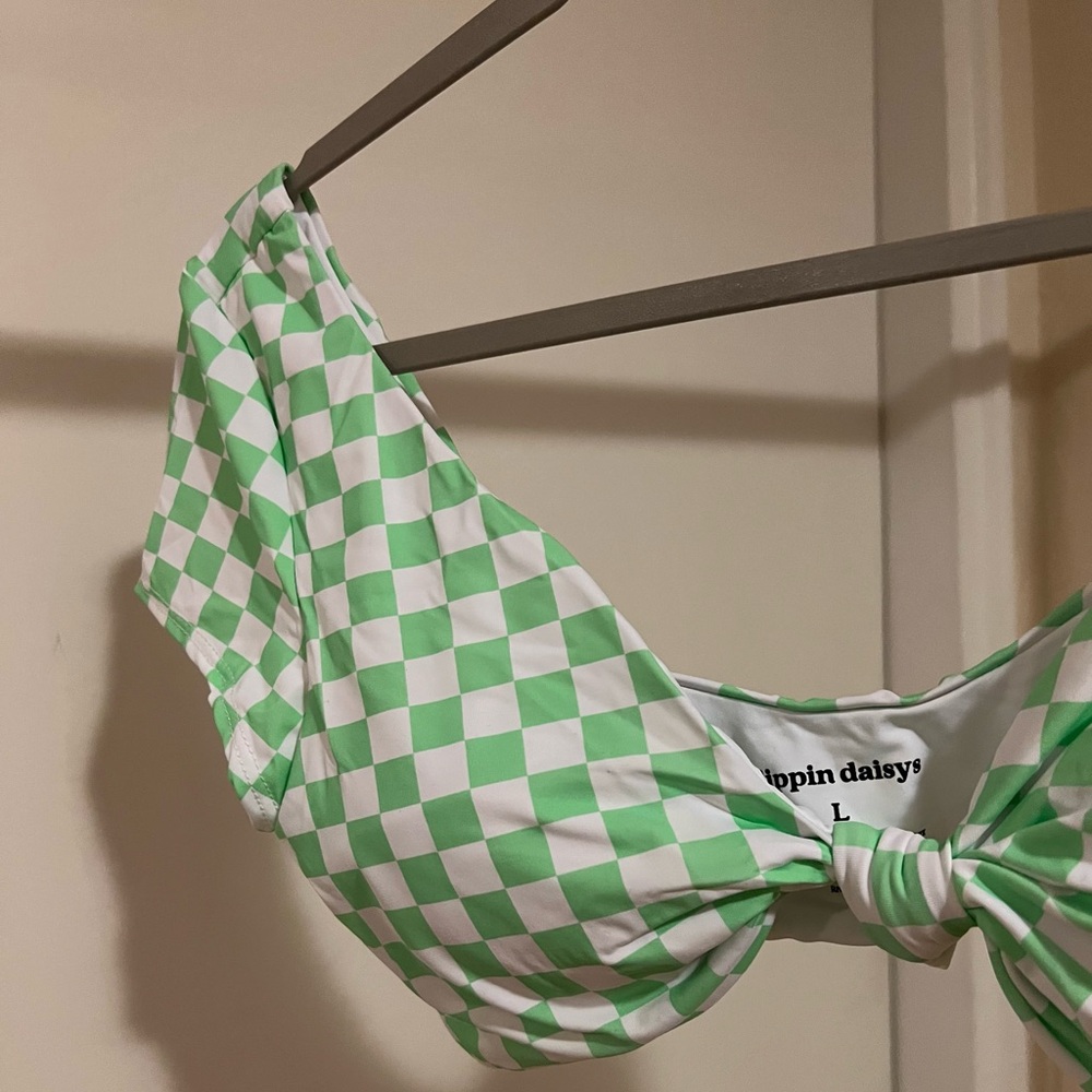 Dippin' Daisy's Green and White Checkered Crop Top